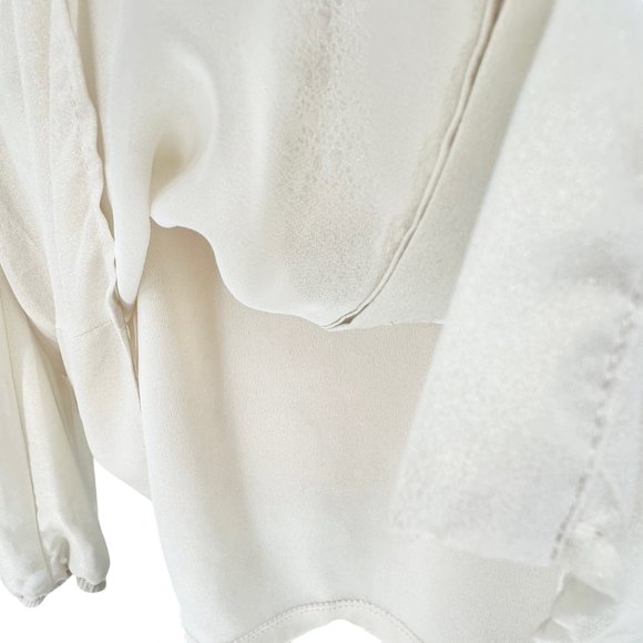 NY Collection Top Womens Small Cream Gold Shimmer 3/4 Sleeve Button Lace NWT - Picture 3 of 13